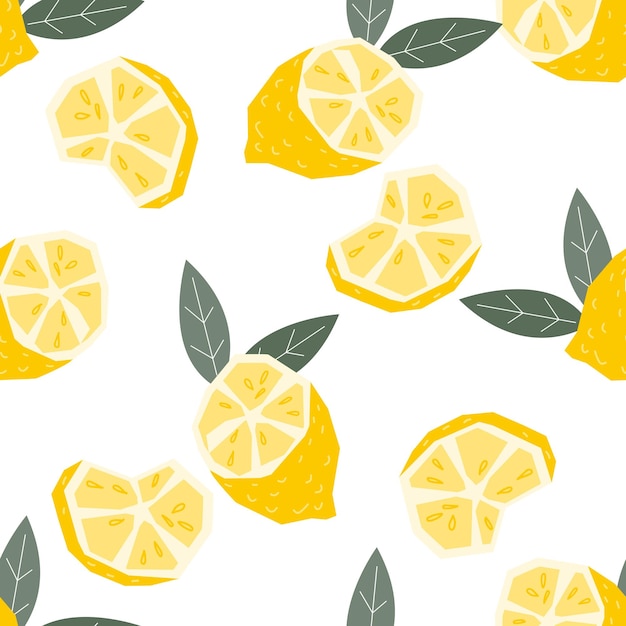 Limón de patrones sin fisuras verano fondo decorativo plano para vector de cocina