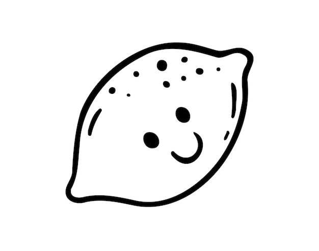 Limón personaje gracioso con una sonrisa dibujado a mano icono Lemon feliz dibujado sonriente elemento de contorno clipart