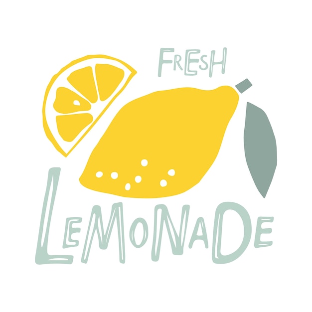 Limonada fresca con fruta de limón logotipo de limón fruta de limón abstracta de color con letras boceto dibujado a mano aislado sobre fondo blanco ilustración vectorial a mano alzada ilustración vectorial para limonada