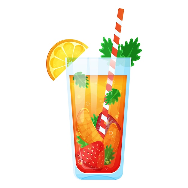 Limonada refrescante de verano con bayas en tarro de cristal Cóctel con fresas limón naranja