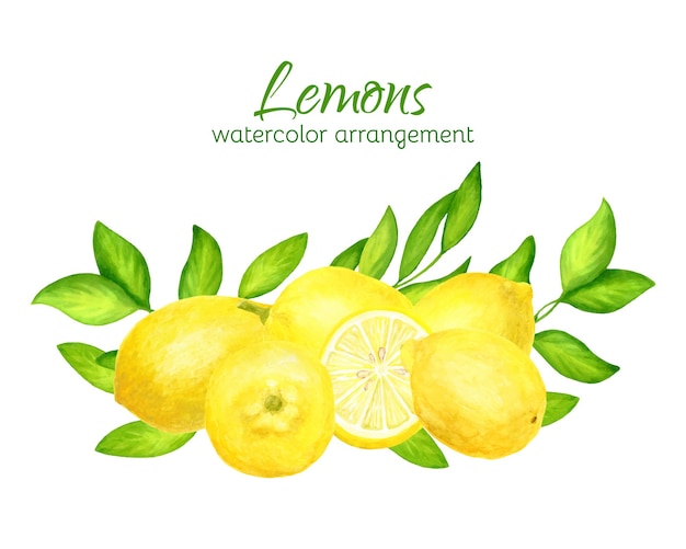 Limones de acuarela con hojas