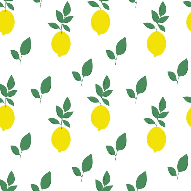 Limones brillantes con hojas de patrones sin fisuras ilustración vectorial