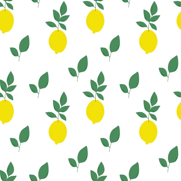 Limones brillantes con hojas de patrones sin fisuras ilustración vectorial