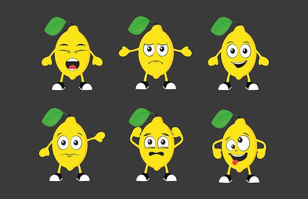 Limones de dibujos animados con diferentes emociones vector