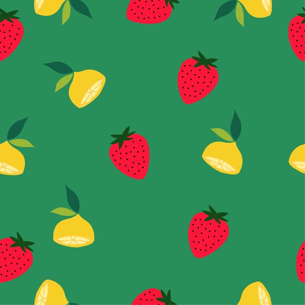 Limones y fresas de patrones sin fisuras para fondos de pantalla textil invitación de boda tela impresa