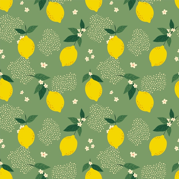 Limones de patrones sin fisuras fondo con limones en estilo boho vector