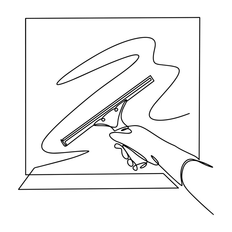 Vector limpiador de vidrio raspador vectorial para limpiar ventanas limpieza y mantenimiento