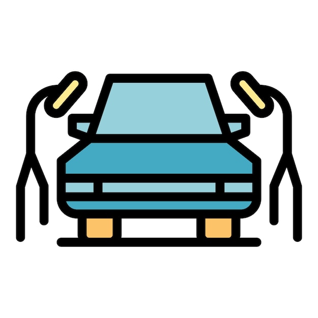 Limpiar el icono de la ventana del coche vector de contorno Presión de lavado Auto espuma color plano