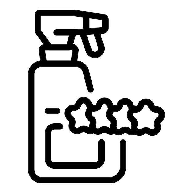 Limpieza botella de spray dejando cinco estrellas de limpieza detrás de él