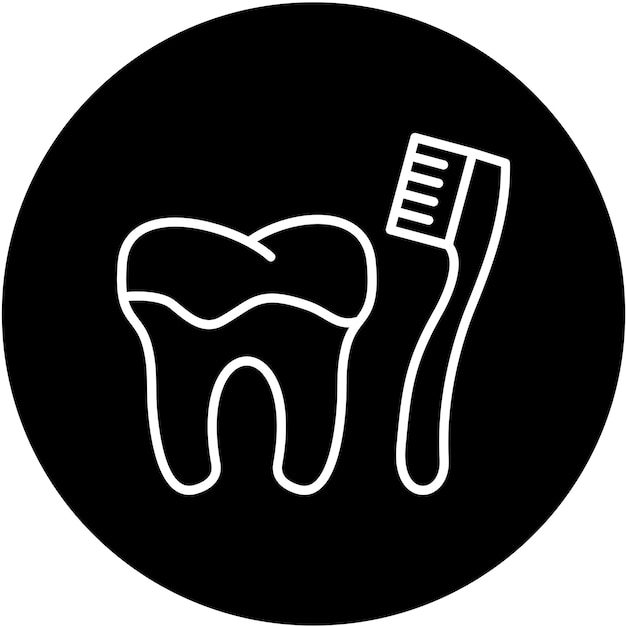 Limpieza de dientes con el estilo del icono del cepillo