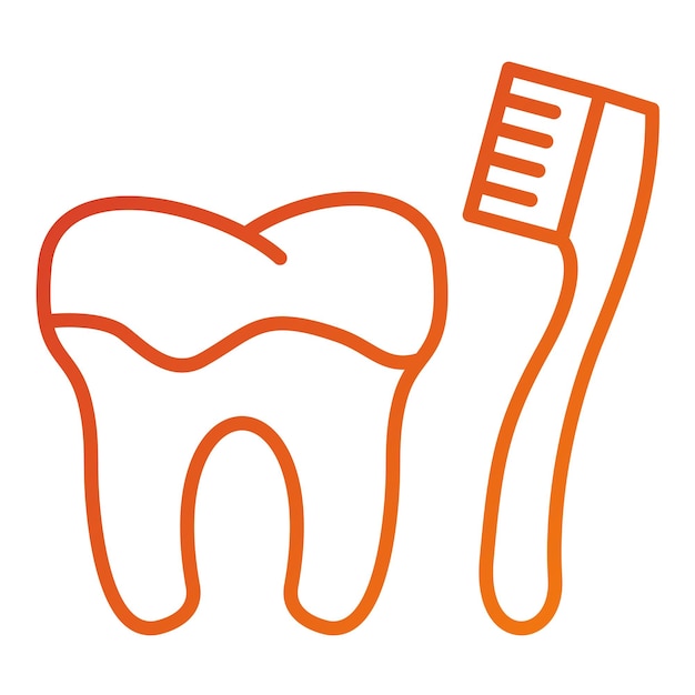 Limpieza de dientes con el estilo del icono del cepillo