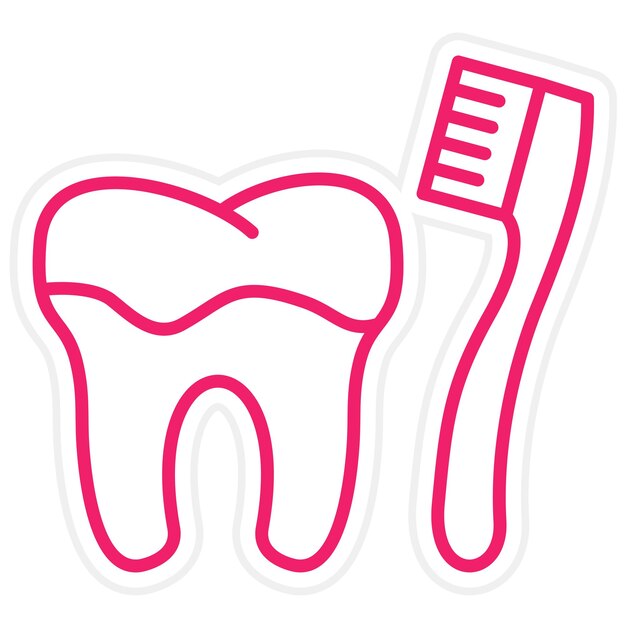 Limpieza de dientes con el estilo del icono del cepillo