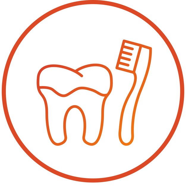 Limpieza de dientes con el estilo del icono del cepillo