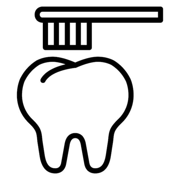 Limpieza de dientes con ilustración vectorial del cepillo