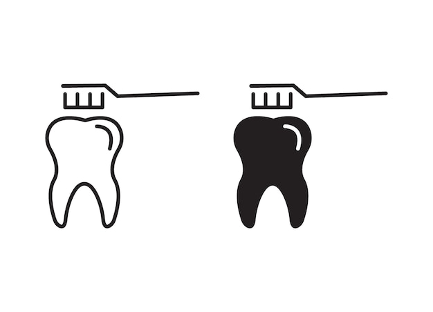 Limpieza de dientes plano conjunto de marcas de iconos editables Ilustración vectorial de limpieza de dientes con trazo delgado