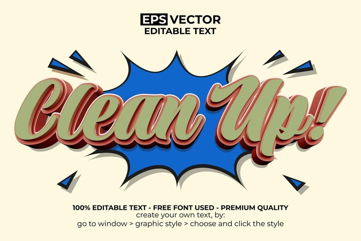 Vector limpieza del efecto de texto estilo 3d efecto de texto editable