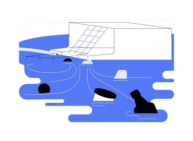 Limpieza del río concepto abstracto ilustración vectorial Proceso de limpieza del río de basura eco sos contaminación del ecosistema desastre ecológico problema ambiental metáfora abstracta