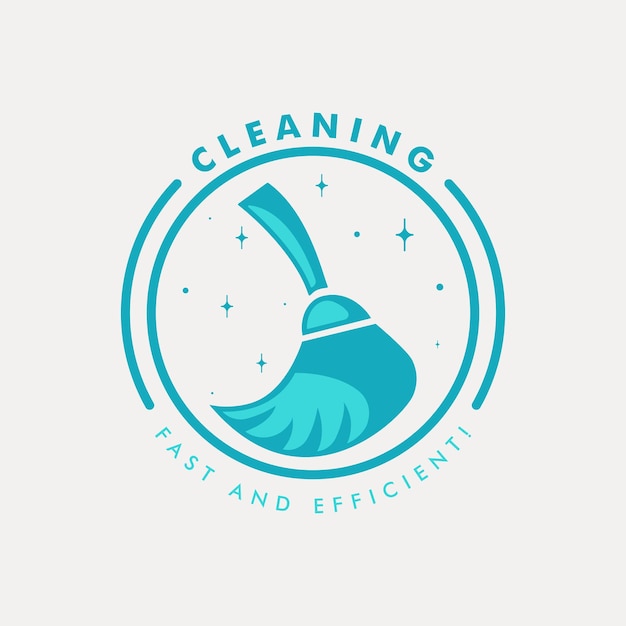 limpieza de vector de logotipo de color plano con diseño de plantilla de ilustración de emblema