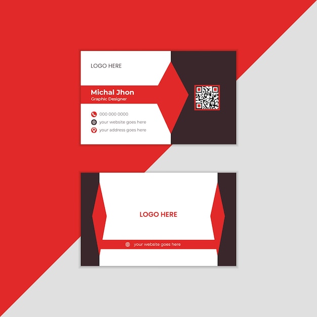 Limpio y nítido Moderno Minimal rojo y negro plantillas de tarjetas de visita