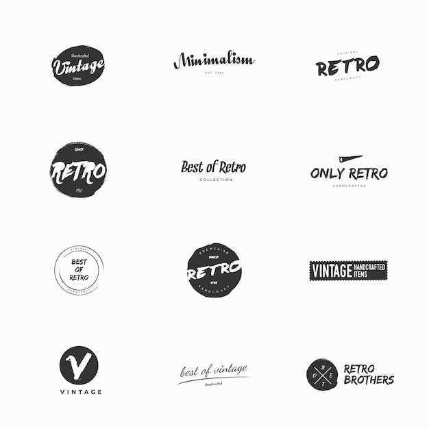 Limpio y simple vintage y retro vector logos ilustraciones