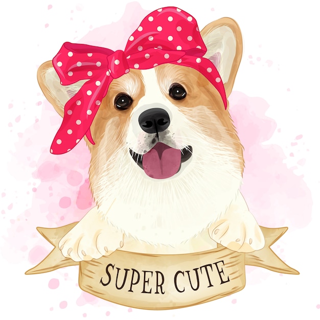 Linda acuarela de corgi