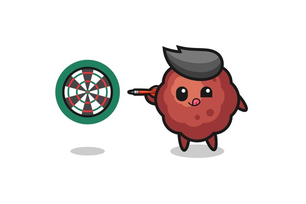 Linda albóndiga está jugando dardos, diseño lindo
