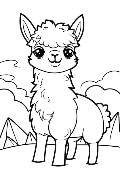 Linda Alpaca Bebé Página Para Colorear