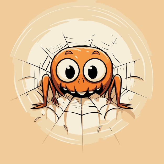 Vector linda araña de dibujos animados en un agujero en la pared ilustración vectorial