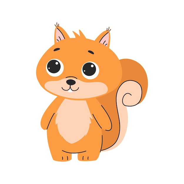 Linda ardilla de dibujos animados Ilustración vectorial aislada en un fondo blanco