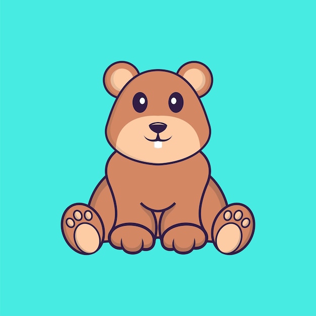Linda ardilla está sentada. Concepto de dibujos animados de animales aislado. Estilo de dibujos animados plana