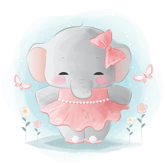 Vector linda bailarina de elefante