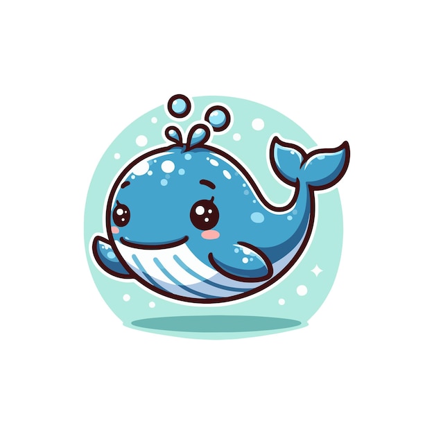 Linda ballena natación dibujos animados Vector icono ilustración Animal naturaleza icono concepto aislado plano