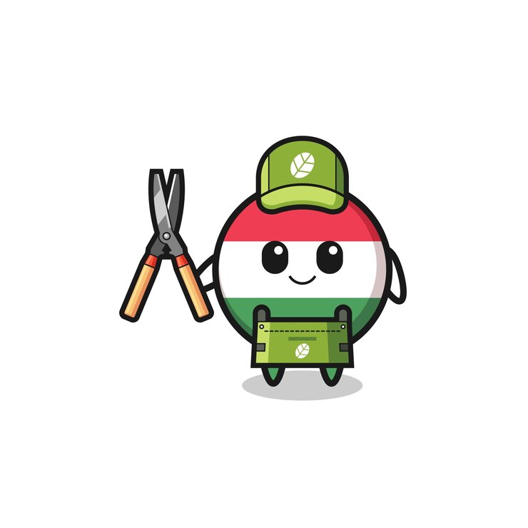 Vector linda bandera de hungría como mascota del jardineroxa lindo diseñoxa