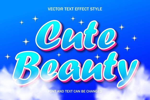 Vector linda belleza fantasía fuente tipografía 3d texto editable efecto estilo letras plantilla fondo arte