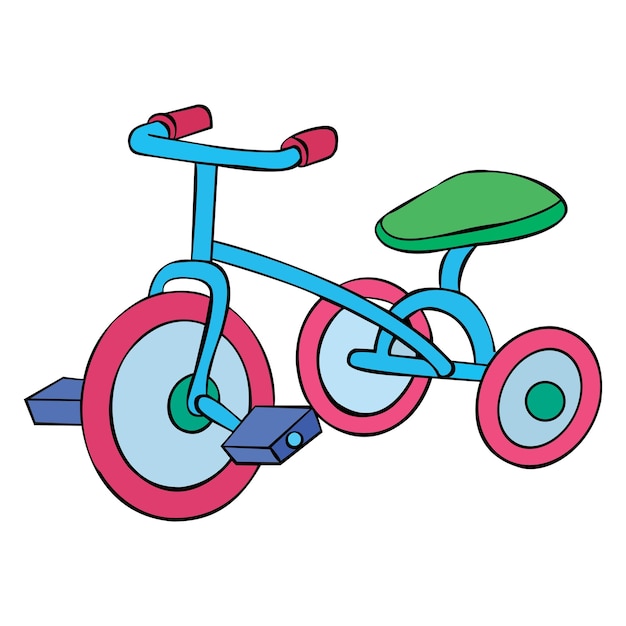 Vector una linda bicicleta aislada azul, rosa y roja