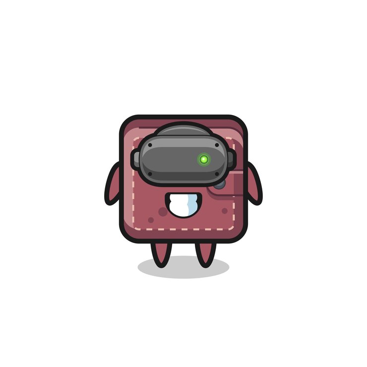 Vector linda billetera de cuero con auriculares vr