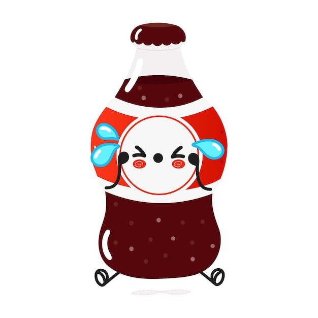 Linda botella triste bebida fría personaje de cola