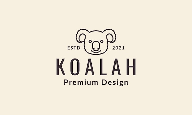 Linda cabeza de dibujos animados koala sonrisa líneas logo símbolo icono vector diseño gráfico ilustración