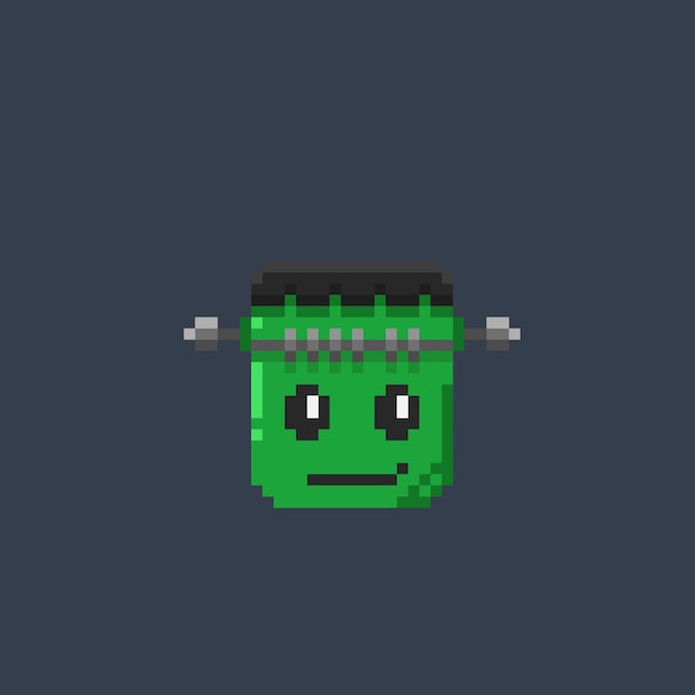 linda cabeza de Frankenstein en estilo pixel art