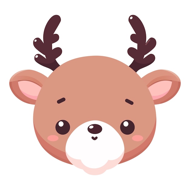linda cabeza de reno con barba blanca personaje de dibujos animados ilustración vectorial diseño plano