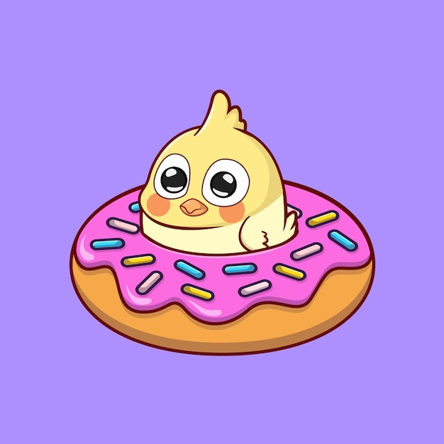 Vector linda cacatúa en donut ilustración