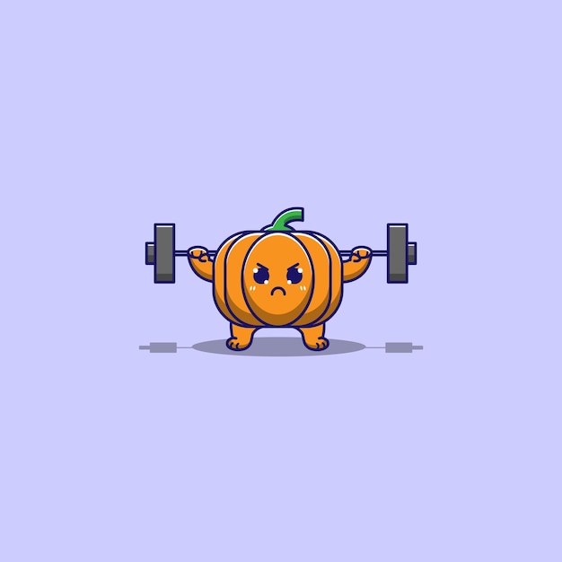 Linda calabaza haciendo entrenamiento con pesas