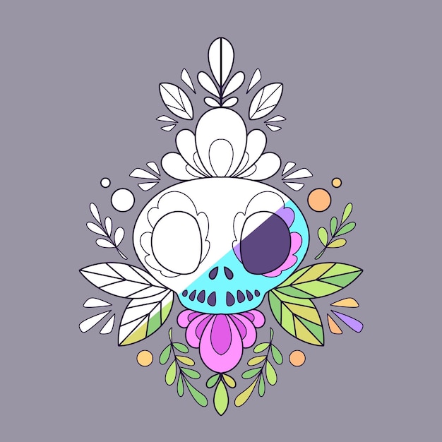 Vector linda calavera para colorear