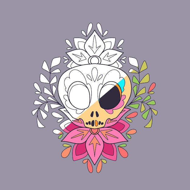 Vector linda calavera para colorear