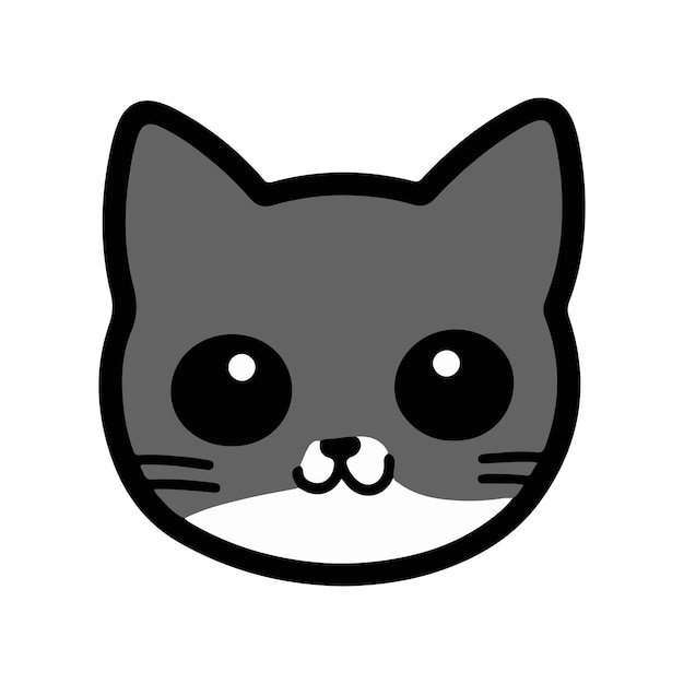 Linda cara de gatito Icono de forma de cabeza de gato Ilustración de dibujos animados vectoriales