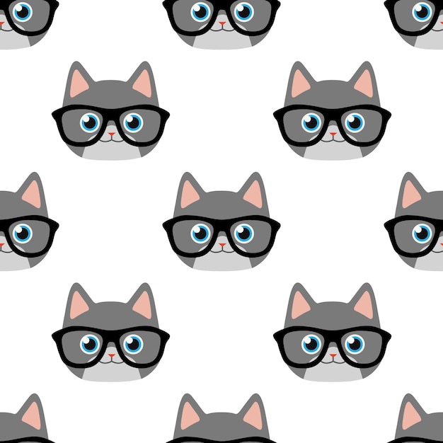 Linda cara de gato con gafas. fondo de pantalla transparente | Vector  Premium