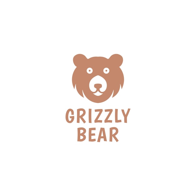 Linda cara oso grizzly dibujos animados logo símbolo icono vector diseño gráfico ilustración idea creativa