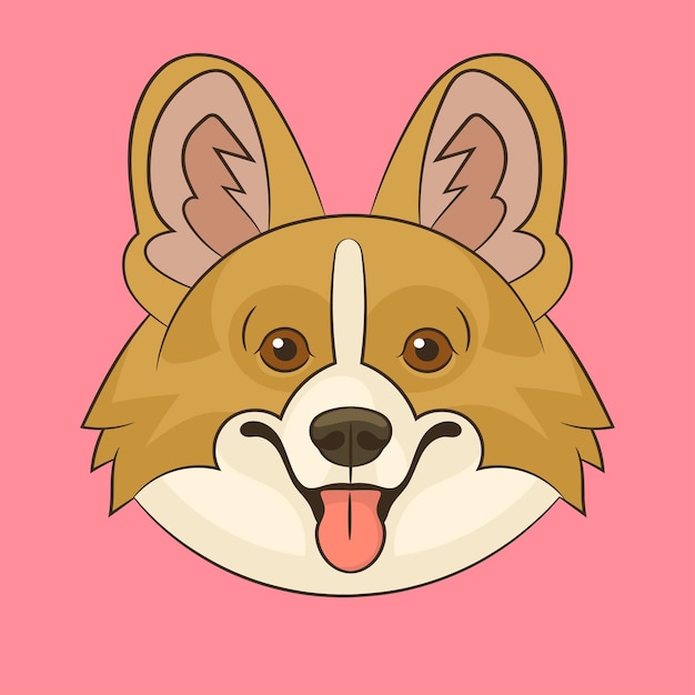 Vector linda cara de perro corgi sonriendo