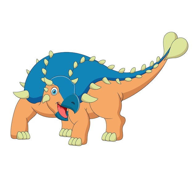 Vector linda caricatura de anquilosaurio. linda caricatura de animales. ilustración vectorial