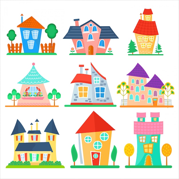 Linda caricatura de casas colección